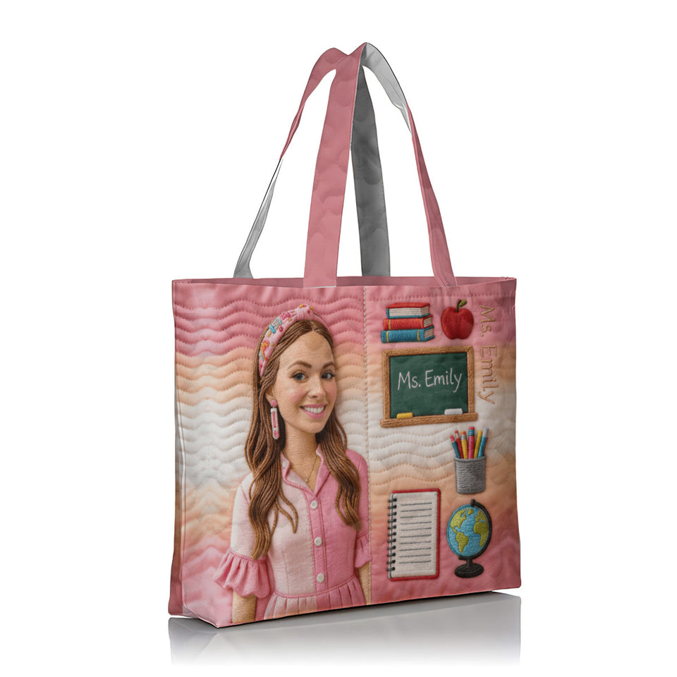 Best Teacher Ever - Personalized Teacher Quilted Tote Bag