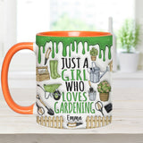 Just A Girl Who Loves Gardening - Personalized Gardening Accent Mug