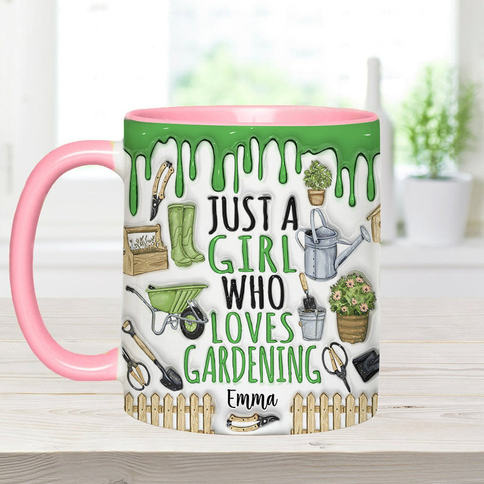 Just A Girl Who Loves Gardening - Personalized Gardening Accent Mug