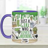 Just A Girl Who Loves Gardening - Personalized Gardening Accent Mug