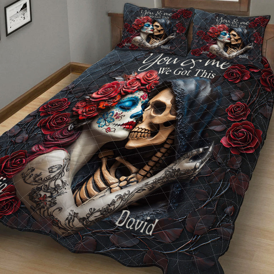 You & Me We Got This - Personalized Skull Quilt Set