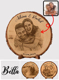 Custom Photo on Bark Edge Wood - Personalized Couple Custom Shaped Wood Plaque