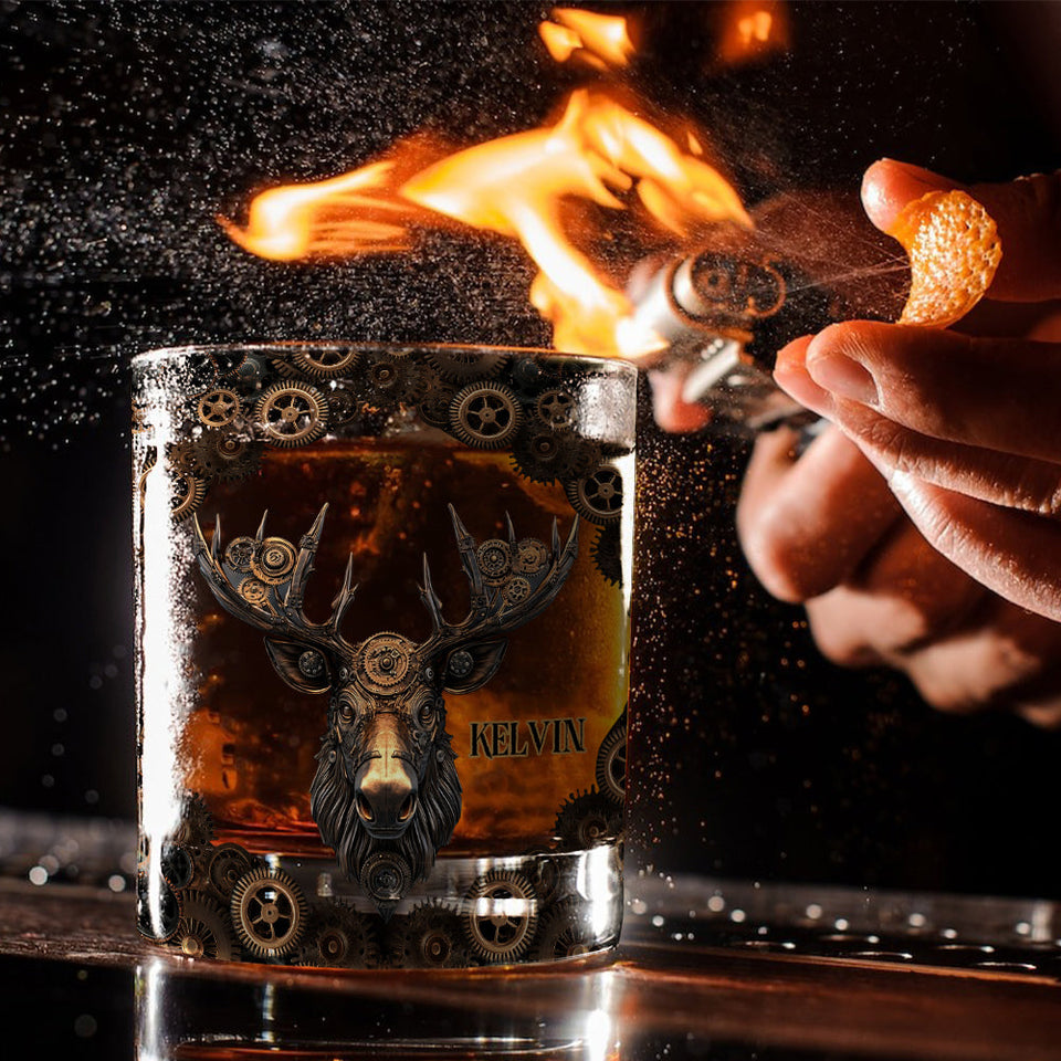 Mechanical Gear Creature - Personalized Hunting Whiskey Glass