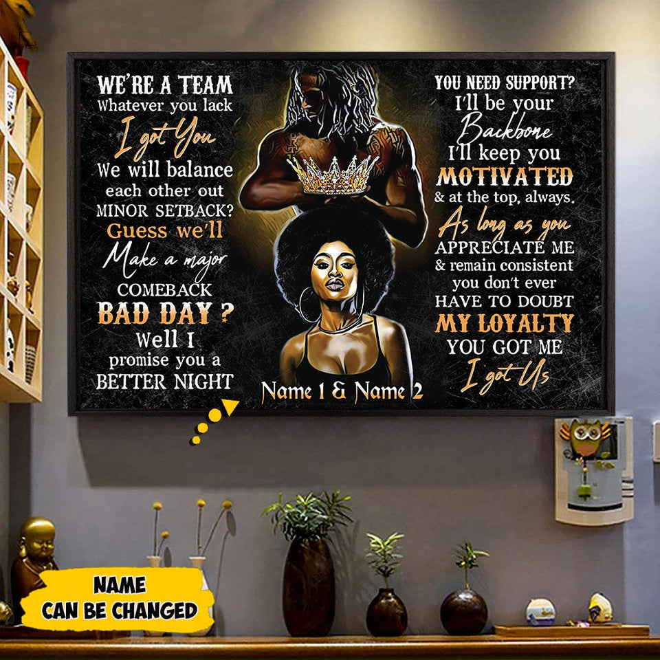 We're A Team - Personalized Couple Canvas and Poster 0124