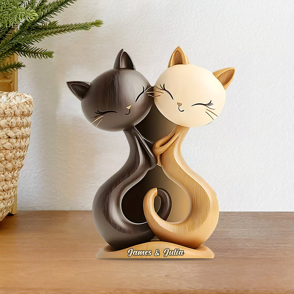 Cat Couple - Personalized Cat Custom Shaped Acrylic Plaque