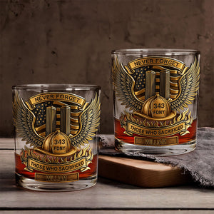 Never Forget 343 FDNY - Personalized Firefighter Whiskey Glass
