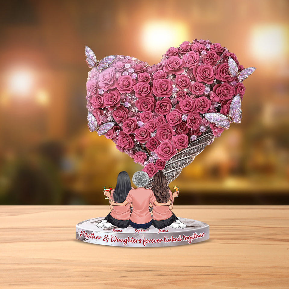 Mother And Daughters Forever Linked Together - Personalized Mother Custom Shaped Acrylic Plaque