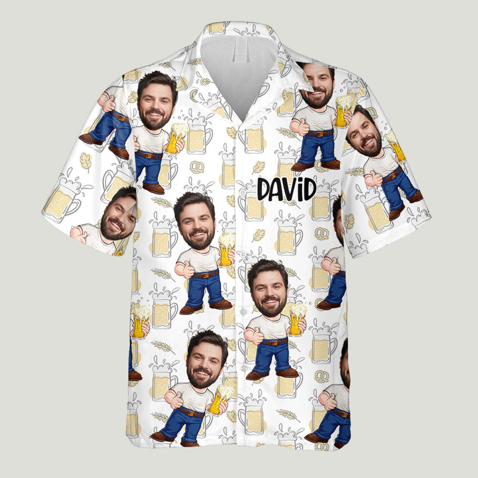 Funny Face Caricature Beer - Personalized Beer Hawaiian Shirt