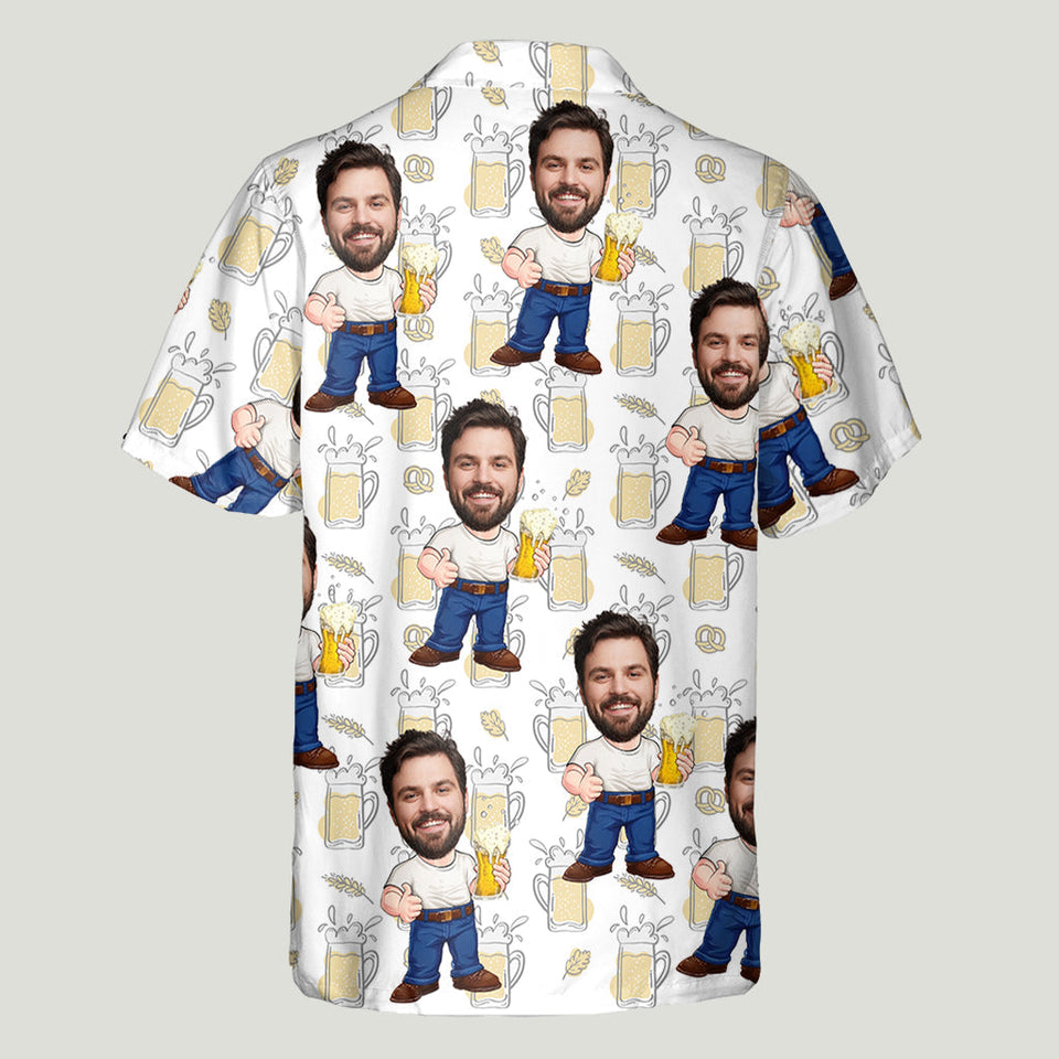 Funny Face Caricature Beer - Personalized Beer Hawaiian Shirt