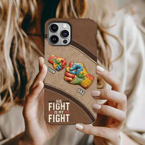 Son combat est mon combat - Coque de téléphone personnalisée avec impression intégrale pour la sensibilisation à l'autisme