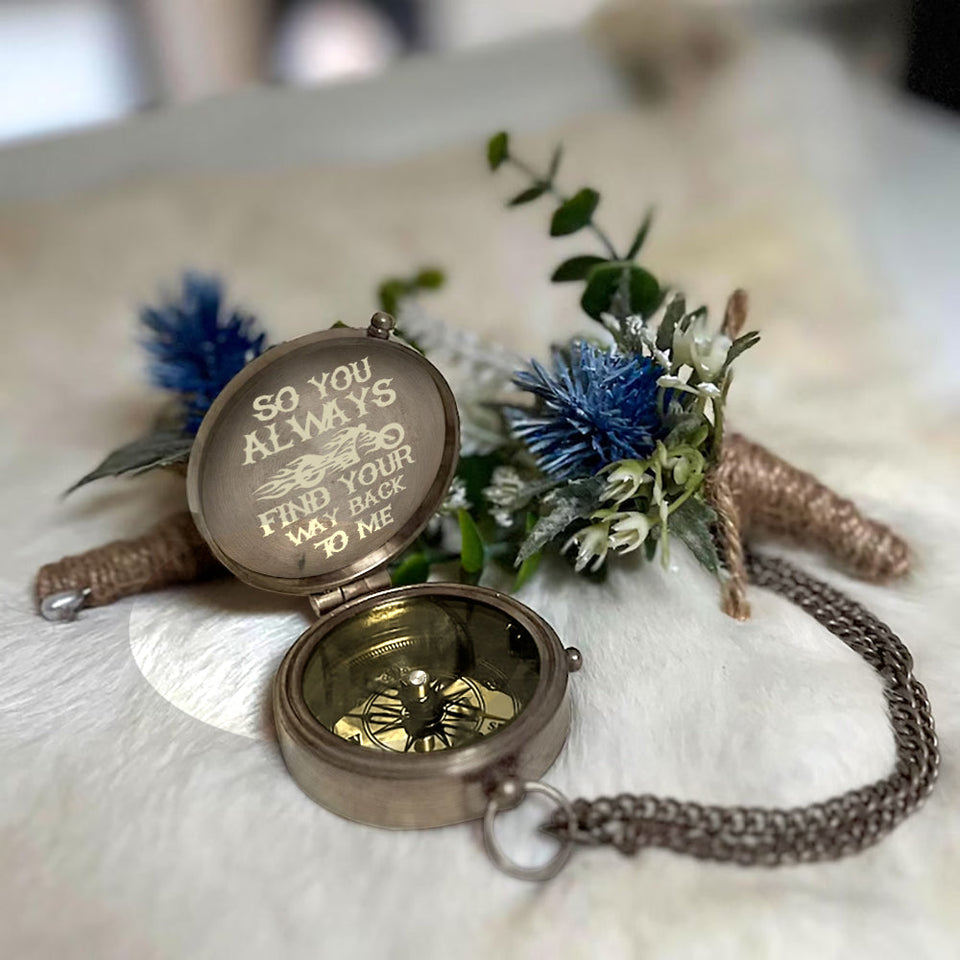 Find Your Way Back To Me - Personalized Biker Compass