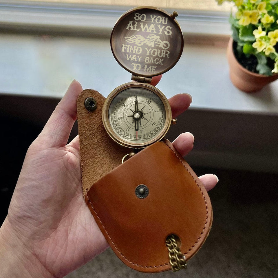 Find Your Way Back To Me - Personalized Biker Compass