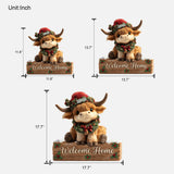 Welcome Home - Personalized Highland Cow Custom Shaped Wood Sign