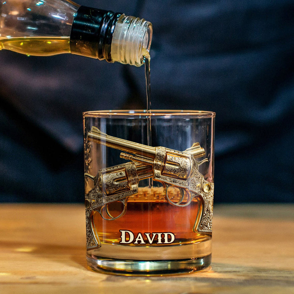I like Whiskey And Guns And Maybe 3 People - Personalized Whisky Whiskey Glass