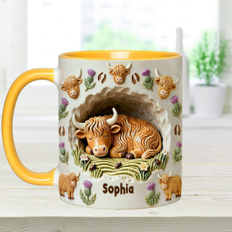 Rustic Farm Animal - Personalized Highland Cow Accent Mug