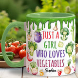 Vegan Girl Who Loves Vegetables - Personalized Veganism Accent Mug