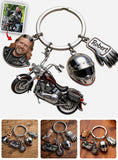 Love Motorcycle - Custom From Photo - Personalized Biker Keychain With Charms