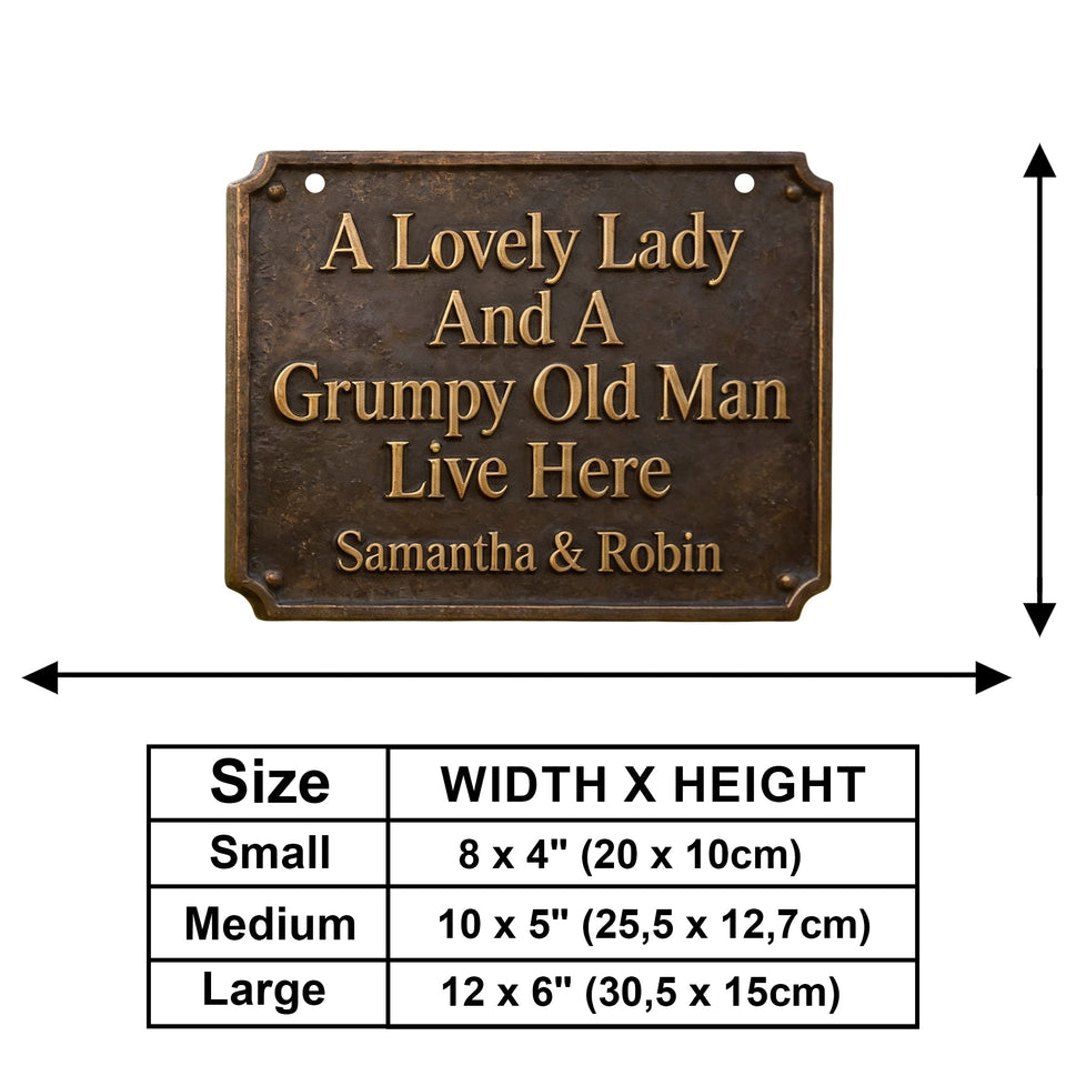A Lovely Lady & A Grumpy Old Man Live Here - Personalized Couple Wooden Wall Mount Sign
