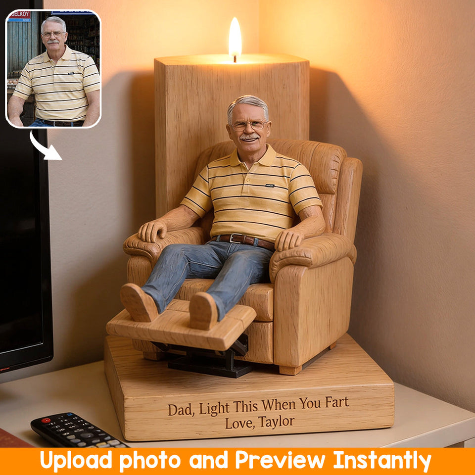 Perfect Father's Day Gift - Personalized Father Custom Shape Wooden Candle Holder