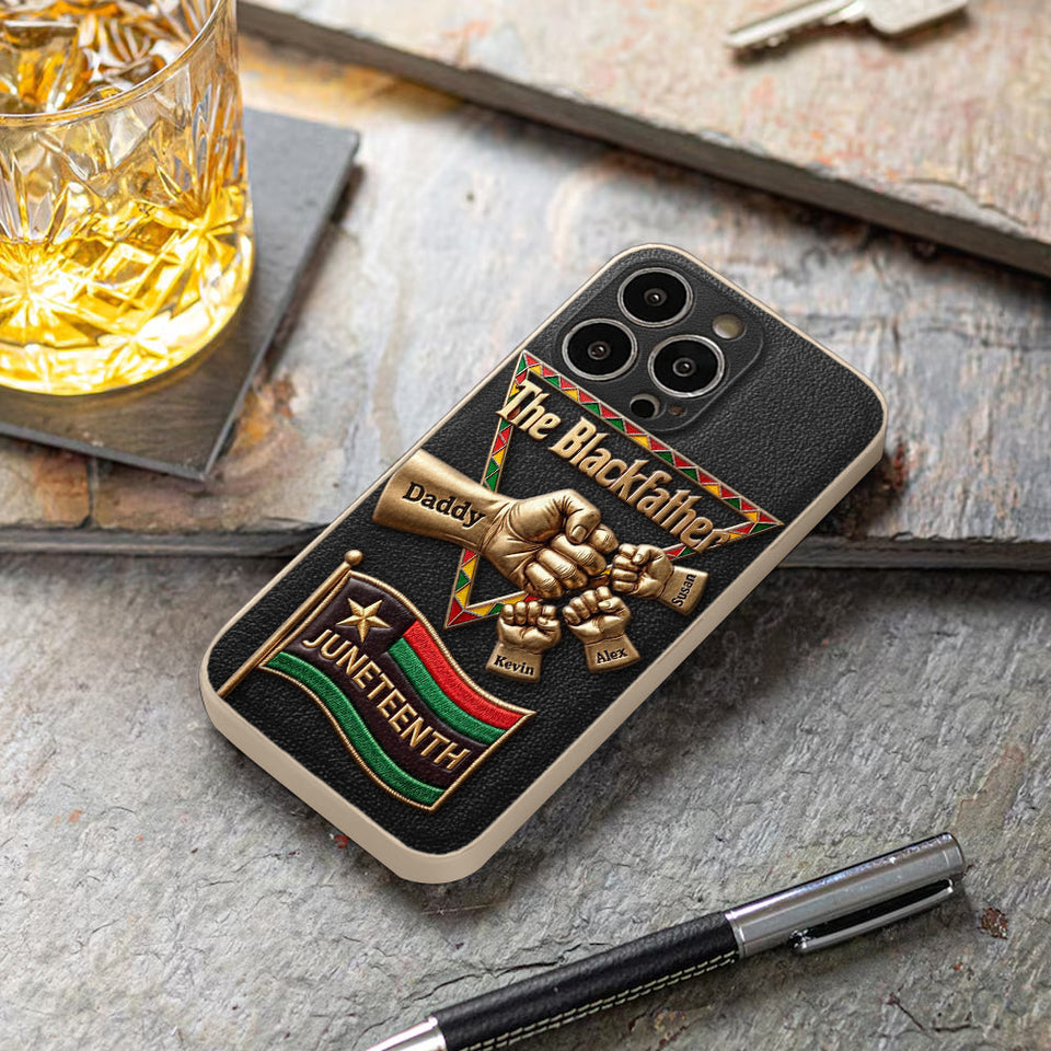 The Blackfather - Personalized Father 3D Embossed Leather Phone Case