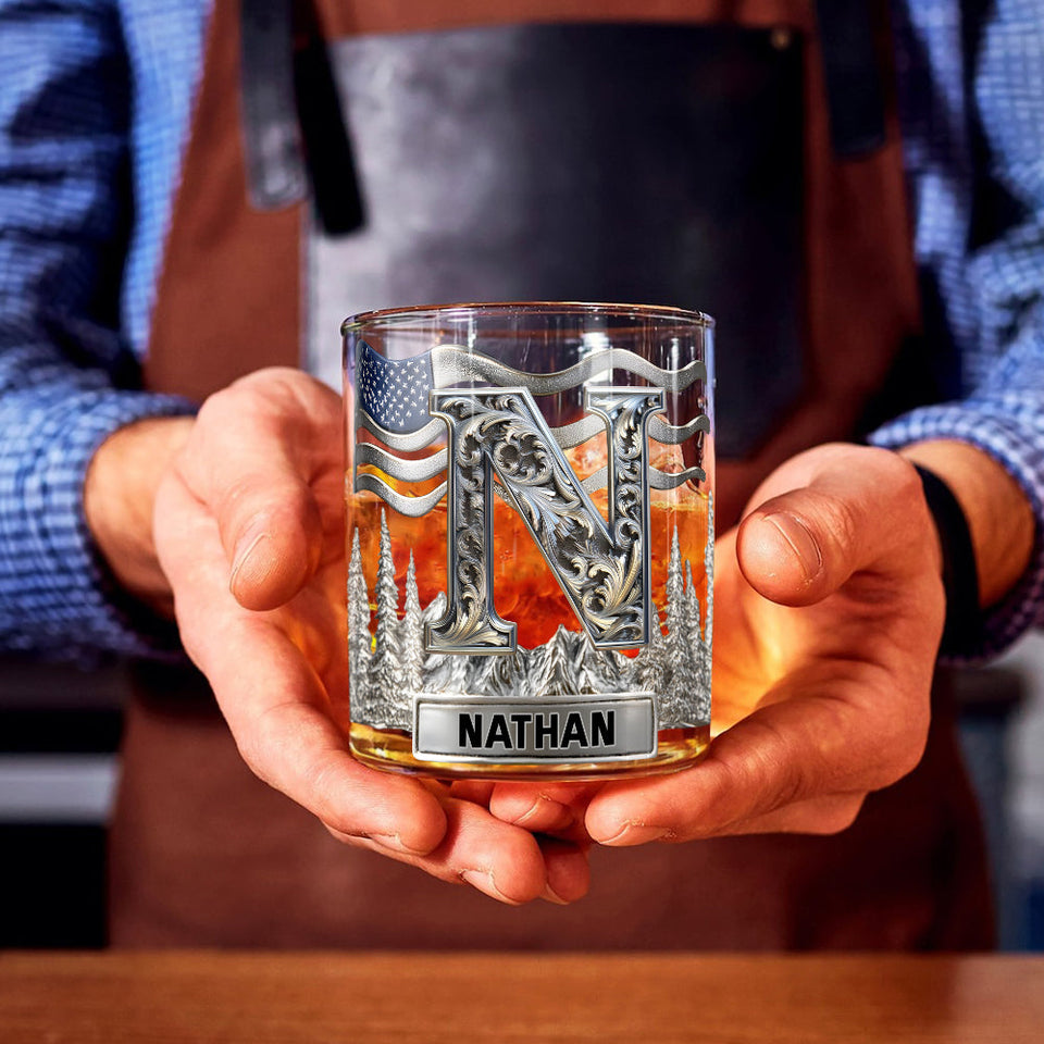 Alphabet Initial For Whiskey, Bourbon... Lovers - Personalized Whisky Whiskey Glass