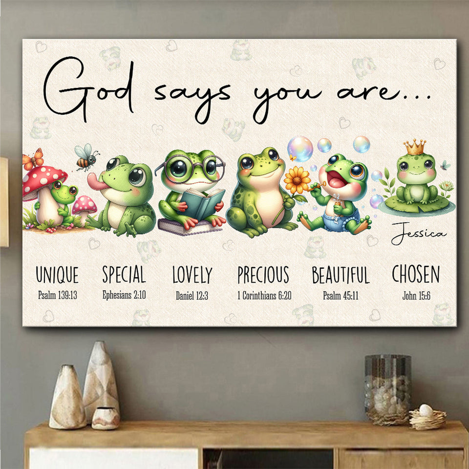 God Says You Are - Personalized Frog Canvas And Poster