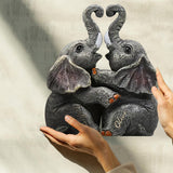 Elephant Anniversary Gifts - Personalized Couple Custom Shaped Wood Plaque