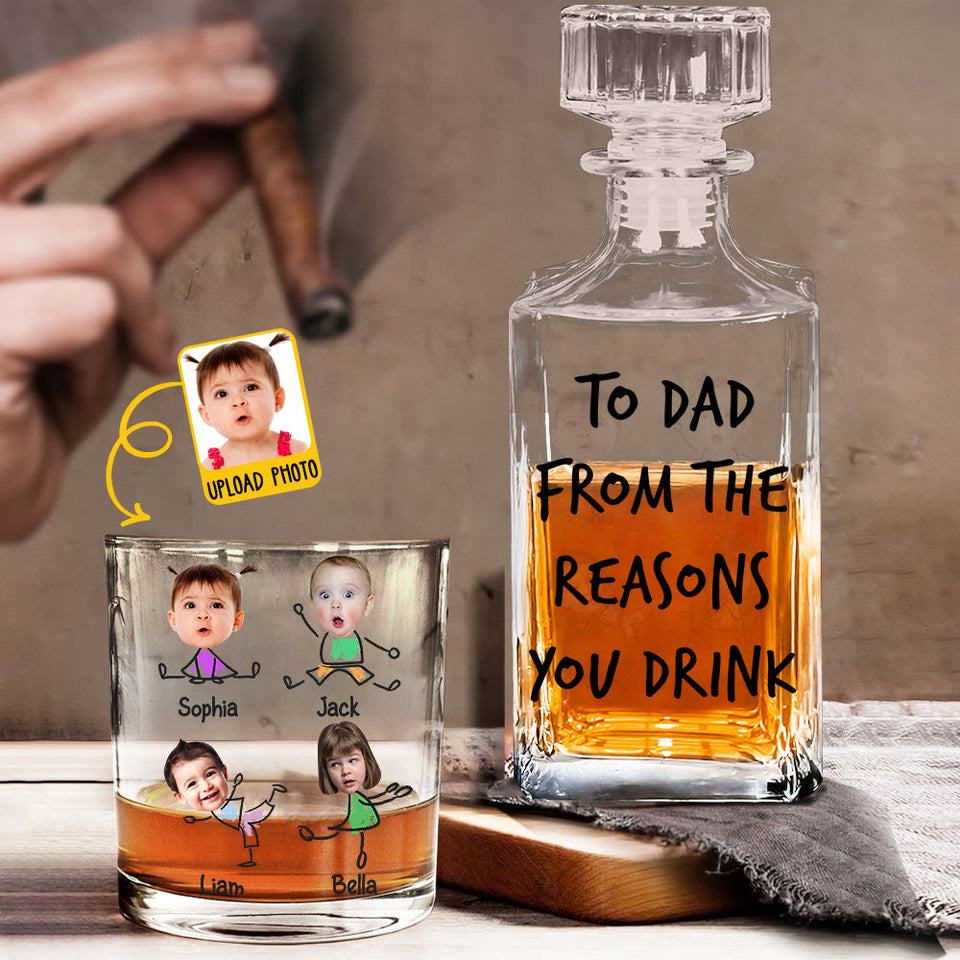 To Dad From The Reasons To Drink - Personalized Father Whiskey Decanter Set