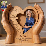 Mom You Are The Piece That Holds Us Together - Personalized Mother Custom Shaped Wood Plaque