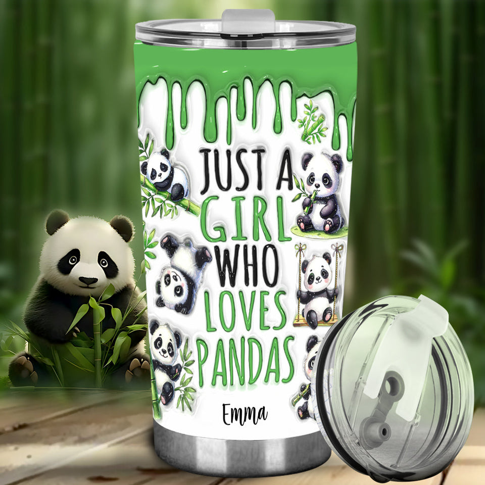 Just A Girl Who Loves Pandas - Personalized Panda Lover Tumbler