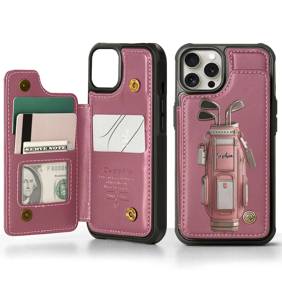 Luxury Gift For Golfer Custom Name - Personalized Golf Wallet Phone Case