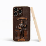 Whiskey And Cigar - Personalized Whisky 3D Embossed Leather Phone Case