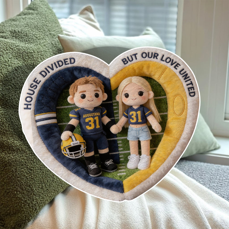 Football House Divided - Personalized Football Faux Fur Shaped Pillow