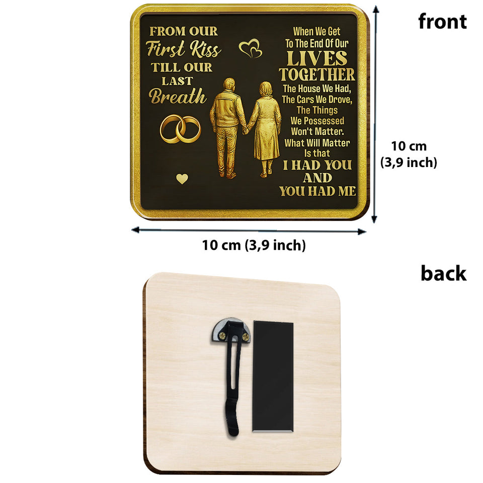 From Our First Kiss - Personalized Couple Shaped Car Visor Clip