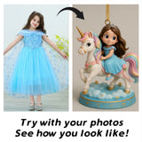 Custom From Any Photo, Gift For Unicorrn Loving Girls - Personalized Kid Custom Shaped Ornament