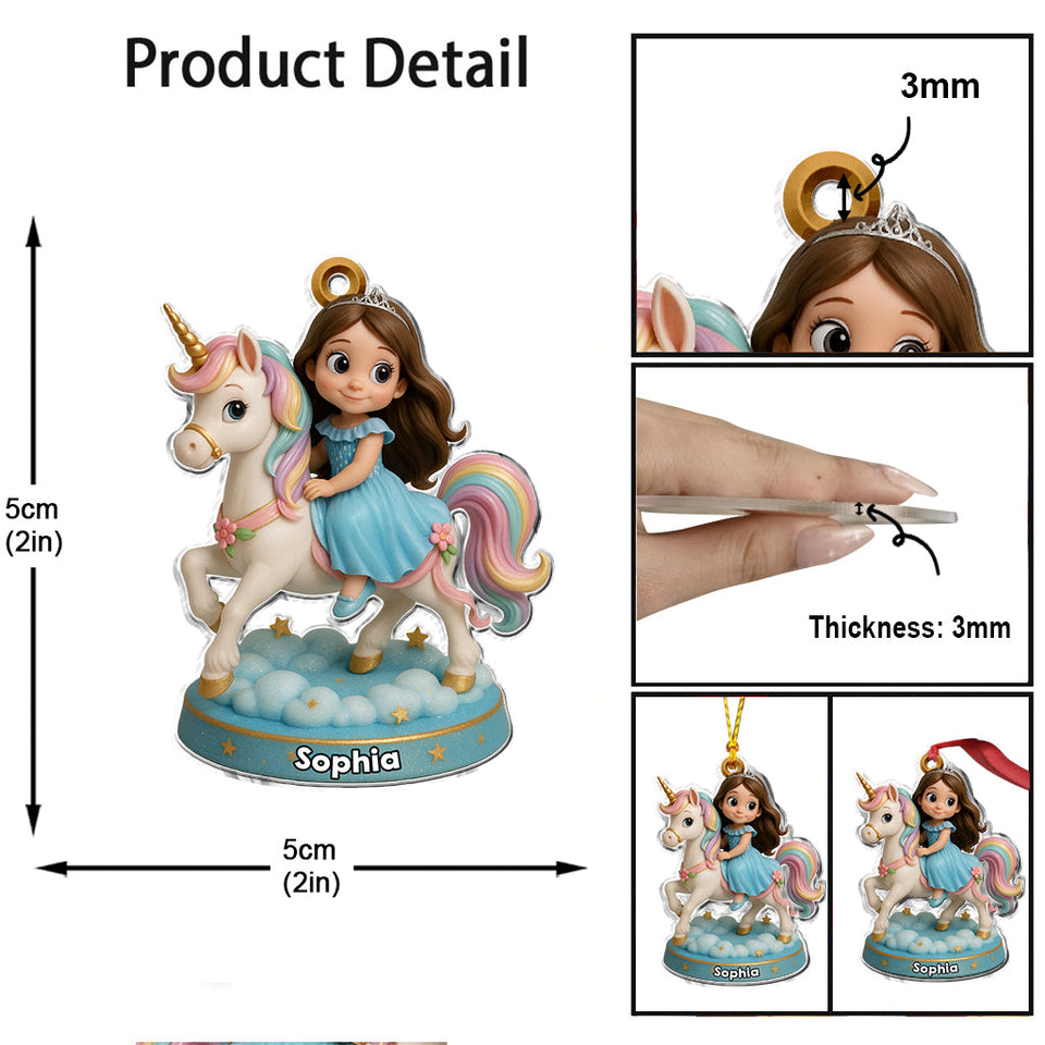 Custom From Any Photo, Gift For Unicorrn Loving Girls - Personalized Kid Custom Shaped Ornament