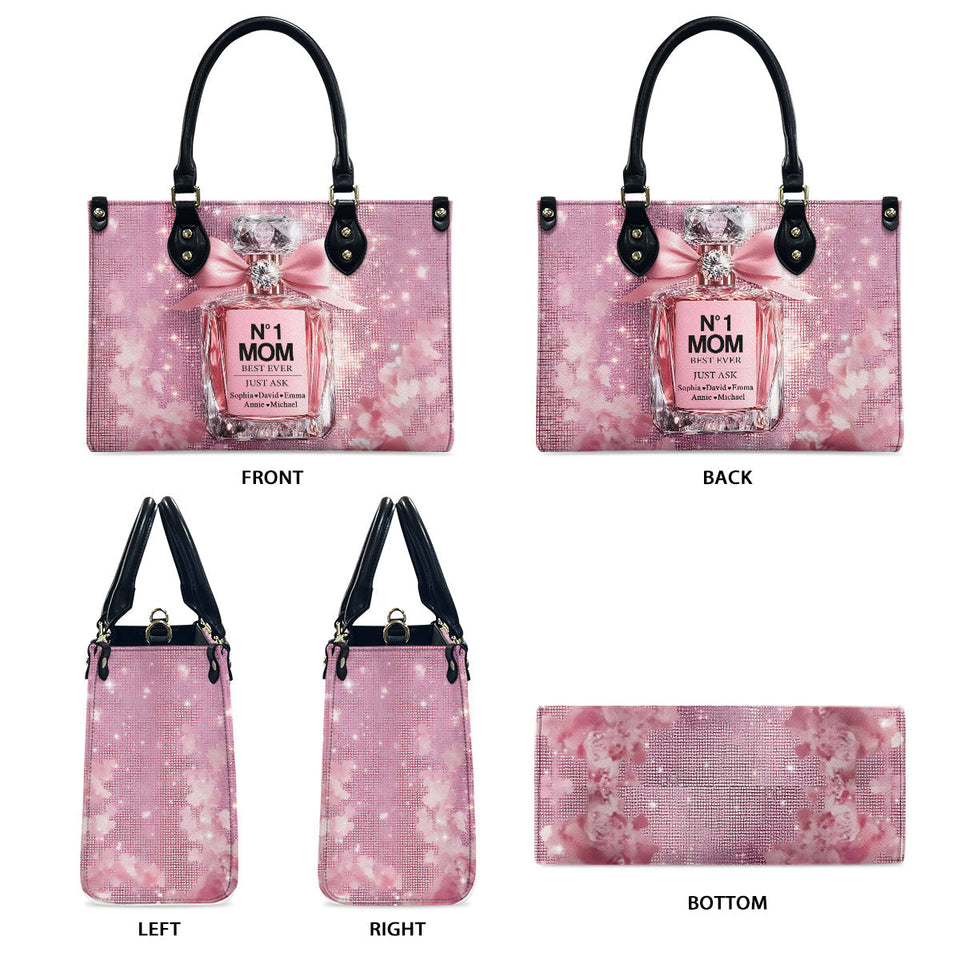 No1 Mom Ever - Personalized Mother Leather Handbag & Leather Long Wallet