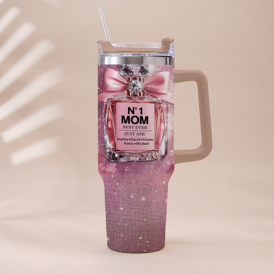 No1 Mom Ever - Personalized Mother Tumbler With Handle