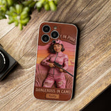 Custom Any Photo Dangerous In Camo - Personalized Hunting Leather Phone Case