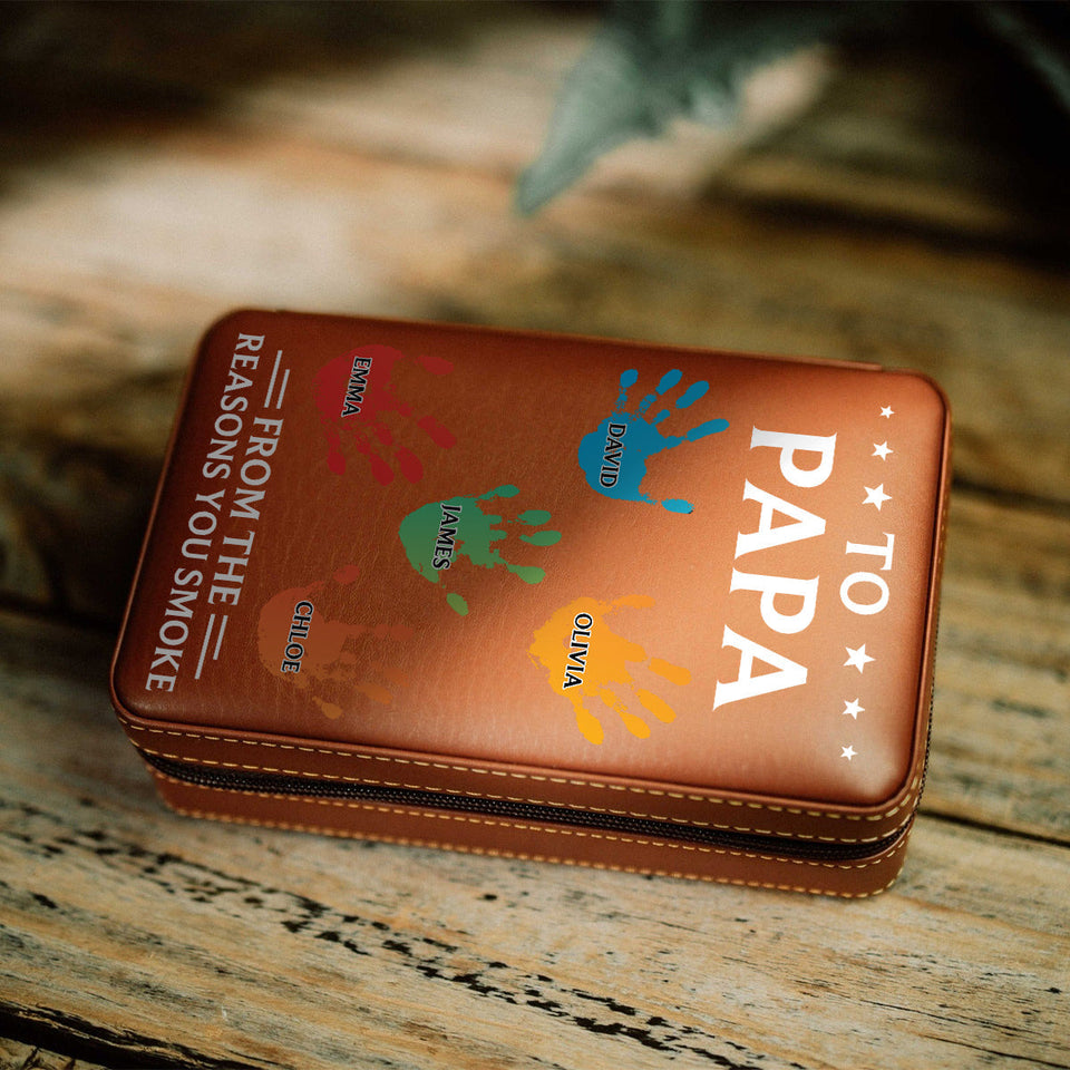 To Dad From The Reasons You Smoke - Personalized Father Travel Cigar Humidor Case