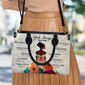 God Says You Are - Personalized African American Leather Handbag