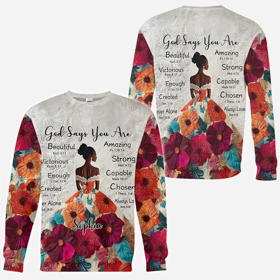 God Says You Are - Personalized African American All Over Shirt