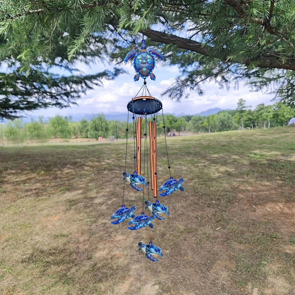 Love Sea Turtles - Personalized Turtle Wind Chime With Charms
