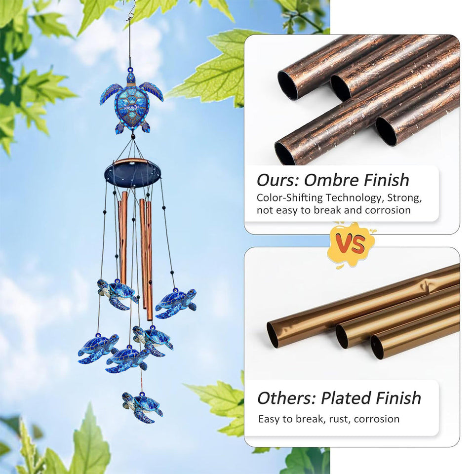 Love Sea Turtles - Personalized Turtle Wind Chime With Charms