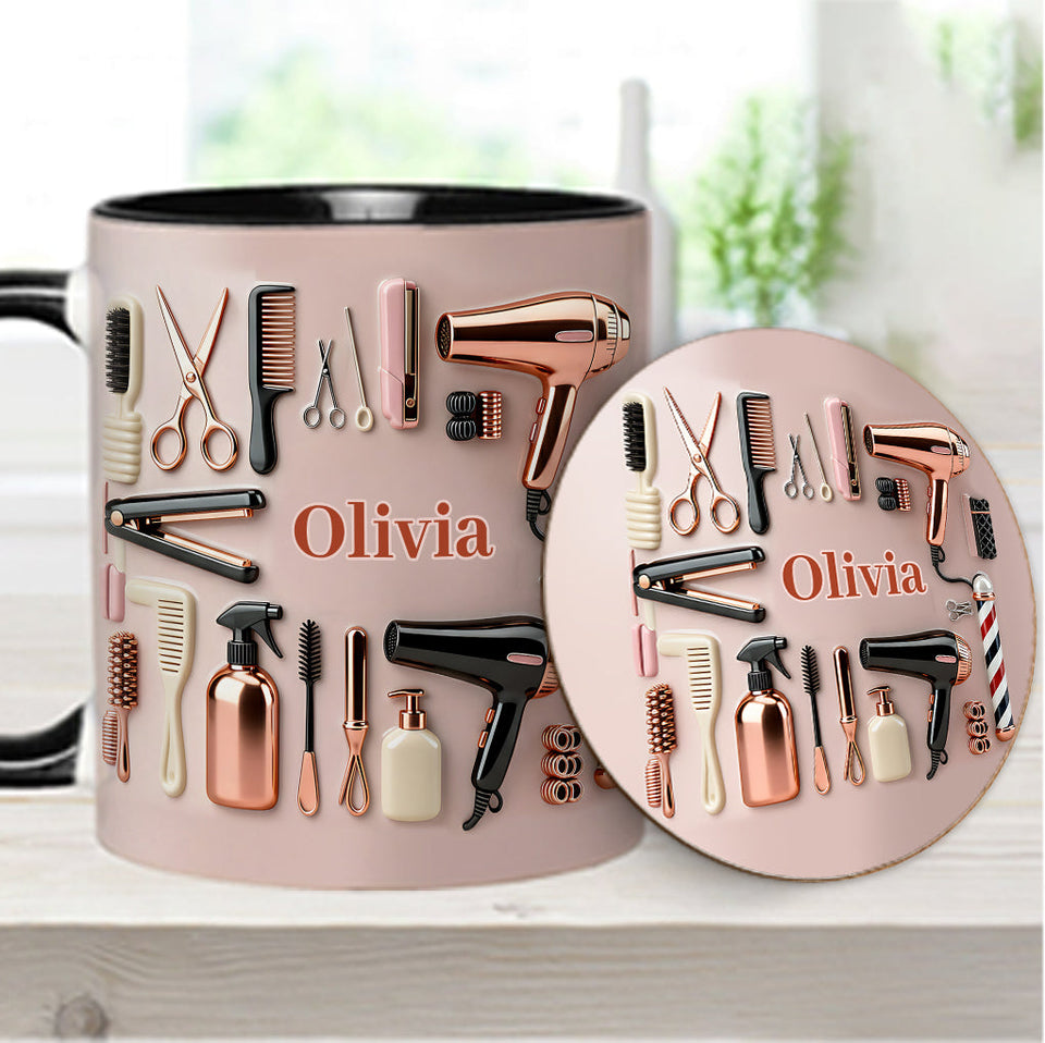 Proud Hair Stylist - Personalized Hairdresser Accent Mug & Coaster