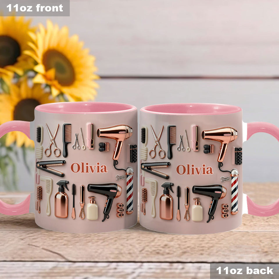 Proud Hair Stylist - Personalized Hairdresser Accent Mug & Coaster
