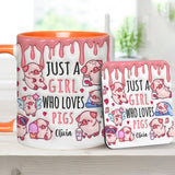 Just A Girl Who Loves Pigs - Personalized Pig Lover Accent Mug