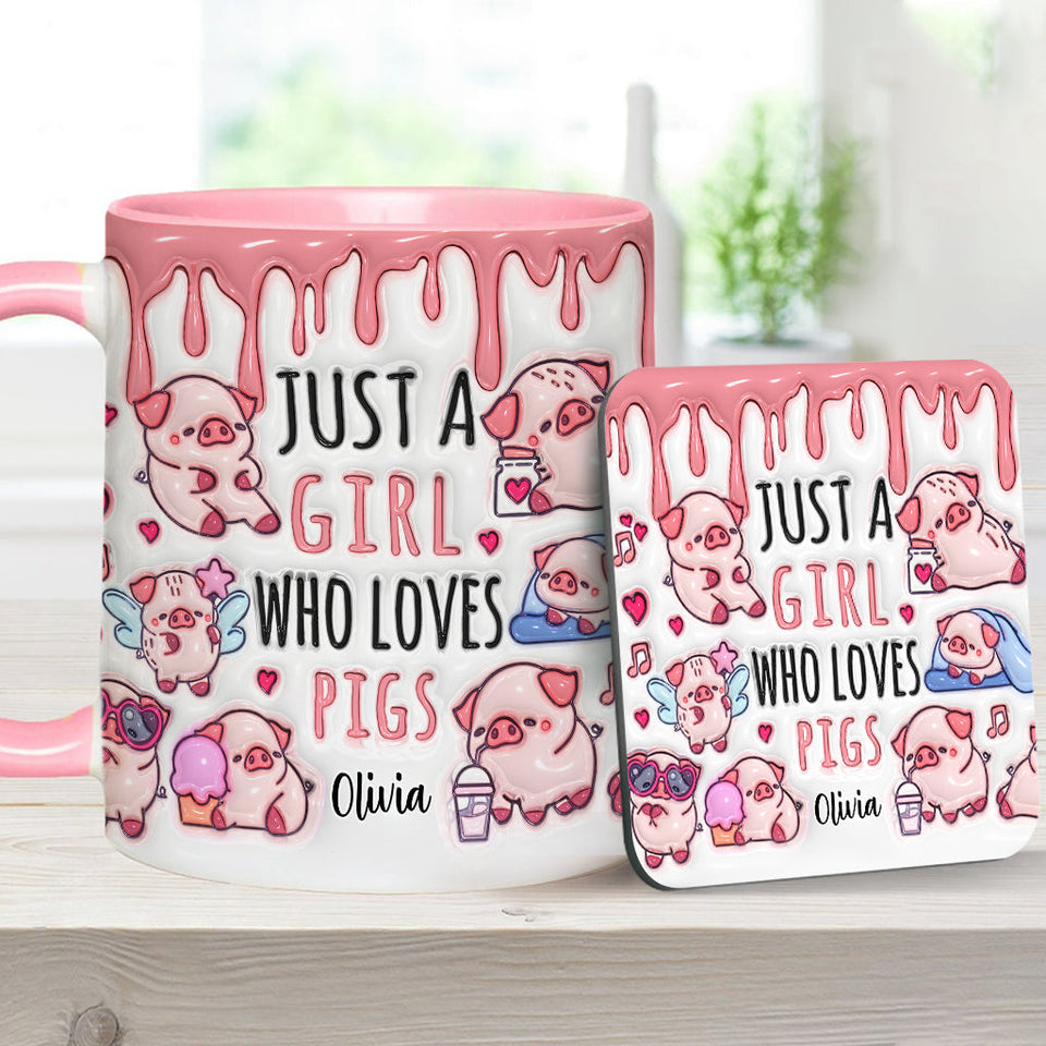 Just A Girl Who Loves Pigs - Personalized Pig Lover Accent Mug