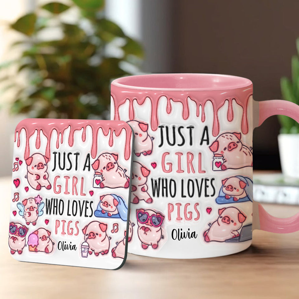 Just A Girl Who Loves Pigs - Personalized Pig Lover Accent Mug