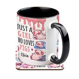 Just A Girl Who Loves Pigs - Personalized Pig Lover Accent Mug